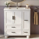 29.5" Bathroom Vanity with Sink, Hair Tool Drawer, 4 Drawers & 2 Doors – White