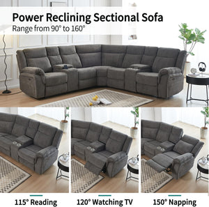 Power Reclining Sectional Sofa with USB Port & Console Storage