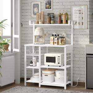 Baker's Rack with Power Outlets & Mesh Basket