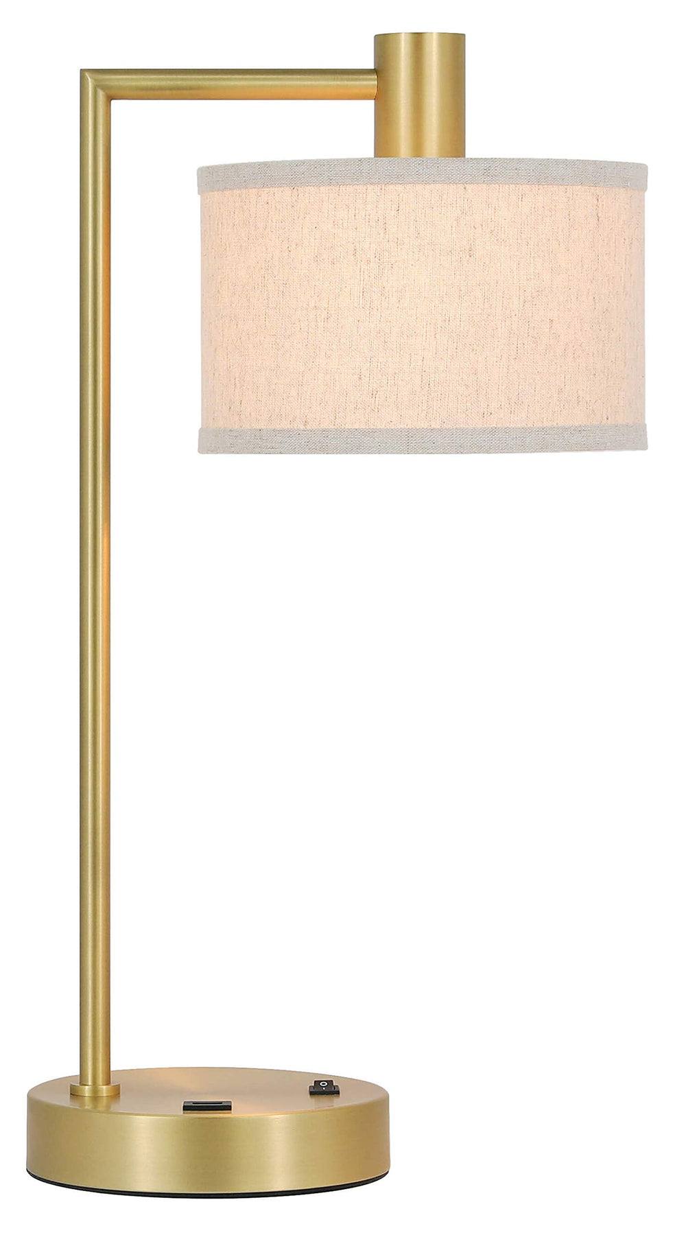 USB Table Lamp with Fabric Shade Iron Bedside Lamp