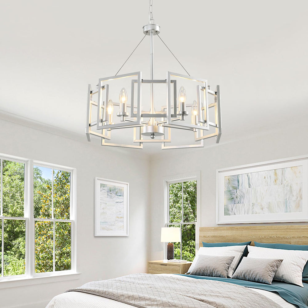 Modern Geometric Chandelier 5-Light Metal Pendant Light
