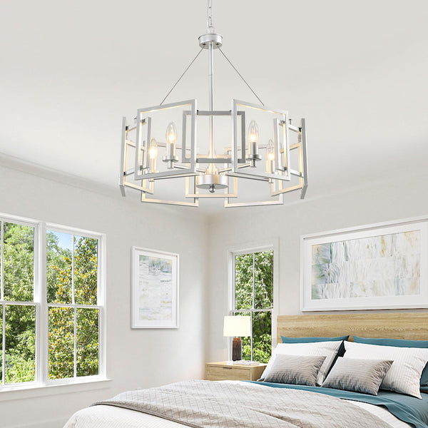 Modern Geometric Chandelier 5-Light Metal Pendant Light