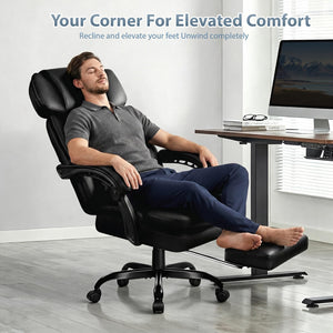 Ergonomic High-Back Executive Office Chair with Footrest — 400 lbs Capacity