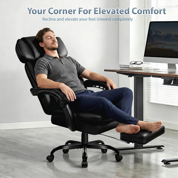 Ergonomic High-Back Executive Office Chair with Footrest — 400 lbs Capacity