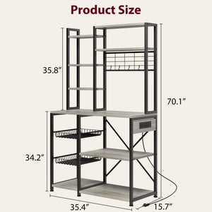 7-Tier Baker's Rack with Power Outlet & Wire Baskets