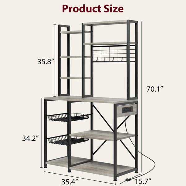 7-Tier Baker's Rack with Power Outlet & Wire Baskets