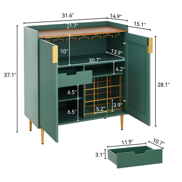 Bar Cabinet with Wine Rack & Stemware Holders