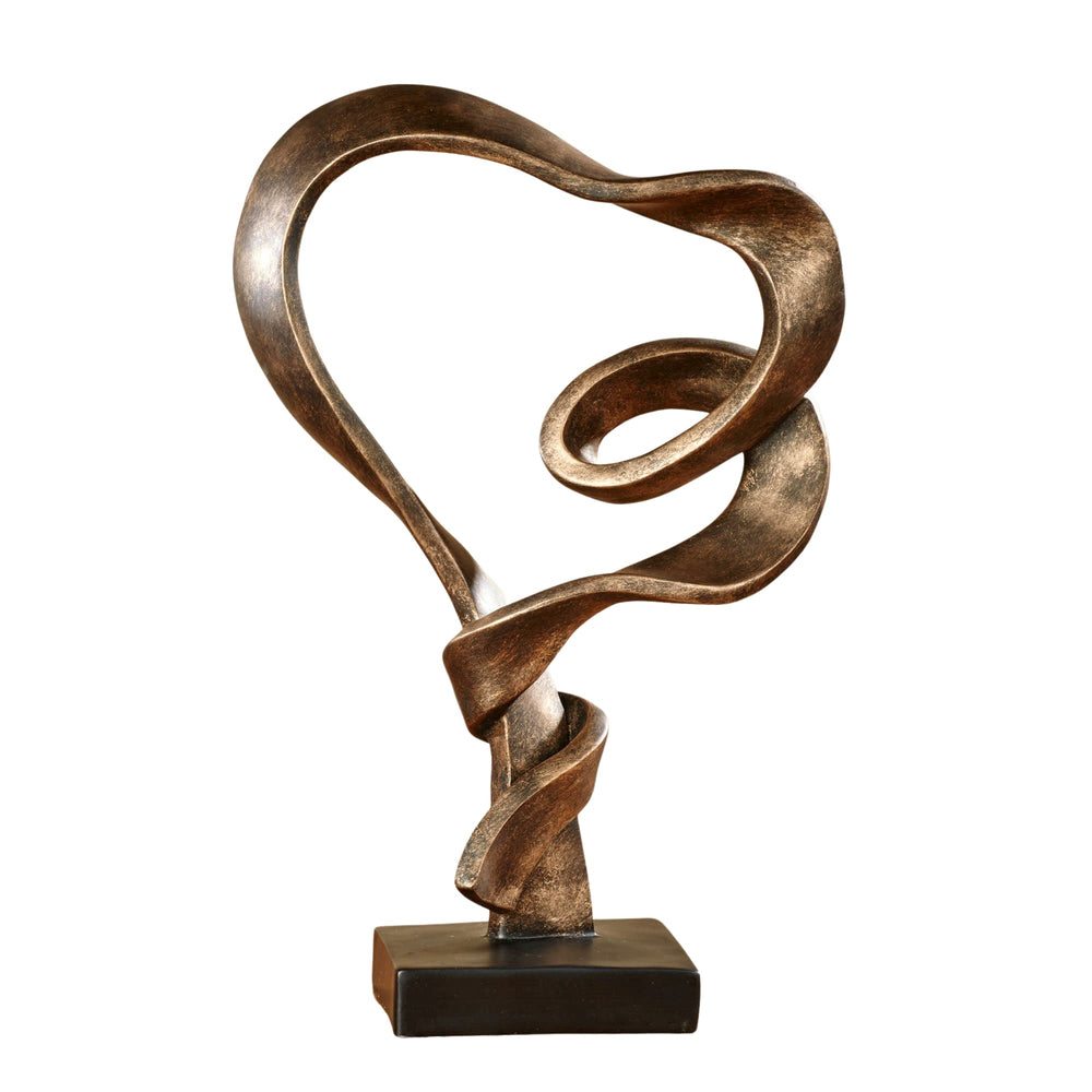 Abstract Heart Resin Sculpture – Antique Gold
