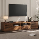 78.7" TV Stand with Sliding Doors & Drawers – Walnut
