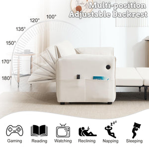 63" Velvet Pull-Out Sofa Bed – 3-in-1 Convertible Futon Loveseat