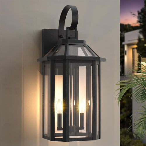 Outdoor Wall Sconce Light Fixture with Beveled Glass
