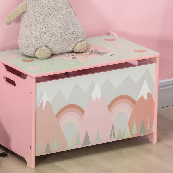 Kids Storage Chest with Safety Hinge – Pink Animal Design