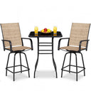 3-Piece Outdoor Patio Bar Set – High Top Table & 2 Swivel Bar Stools
