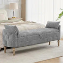 67" King Size Storage Bench with Hidden Storage & Wood Legs