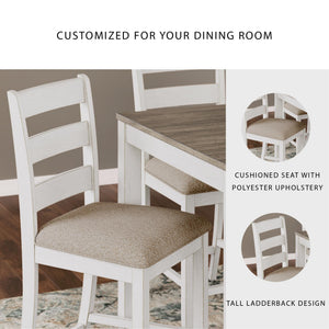 Counter Height Dining Table and Upholstered Bar Stools Set of 7