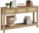 47" Rattan Console Table with 3 Drawers & Storage Shelf