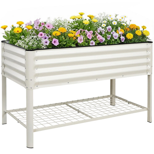 Elevated Raised Garden Bed with Wheels & Storage Shelf