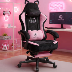 Cat Ear Gaming Chair – Velvet Reclining Office Chair