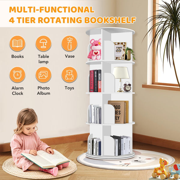 360° Rotating Bookshelf Tower | 4-Tier & 5-Tier Spinning Organizer