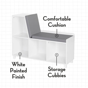 Kids Storage Bench with Cushioned Seat and Cubby Organizer