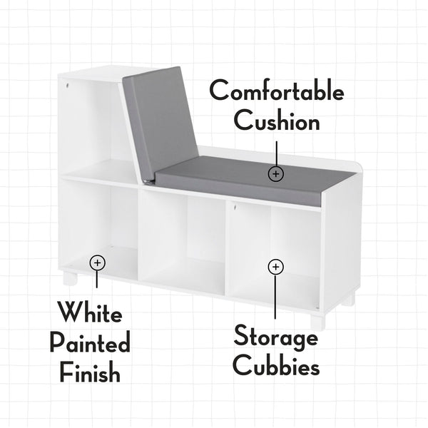 Kids Storage Bench with Cushioned Seat and Cubby Organizer