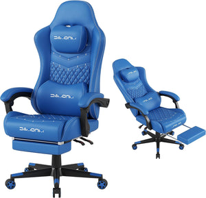 Ergonomic Gaming Chair with Retractable Footrest & Lumbar Support – 400 lb Capacity