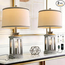 Farmhouse Table Lamp with USB Charging & Nightlight