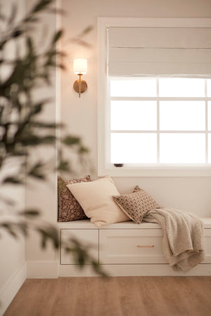 Modern Metal Vanity Wall Sconce with Fabric Shade