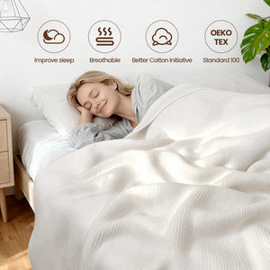 Chunky Knit Weighted Blanket – Cotton, 62"x90", 16 lbs