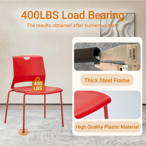Stackable Chairs Set of 4 with Metal Frame