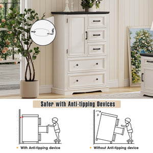 5-Drawer Farmhouse Dresser – Wood Chest of Drawers