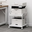 2-Tier Under Desk Printer Stand with Rolling Wheels
