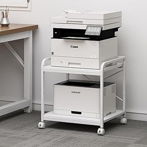 2-Tier Under Desk Printer Stand with Rolling Wheels