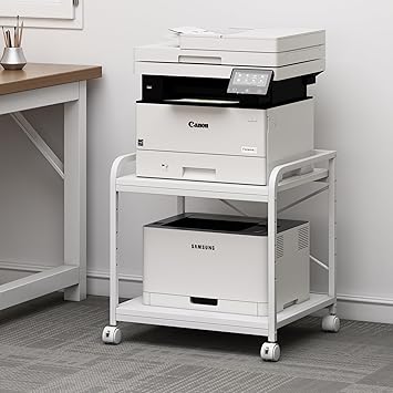 2-Tier Under Desk Printer Stand with Rolling Wheels