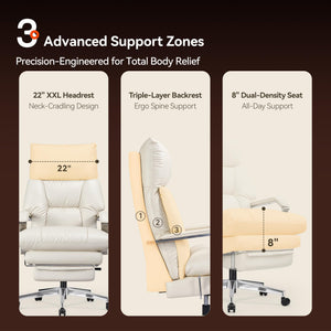 160° Reclining Executive Office Chair with Footrest & Adjustable Seat Depth