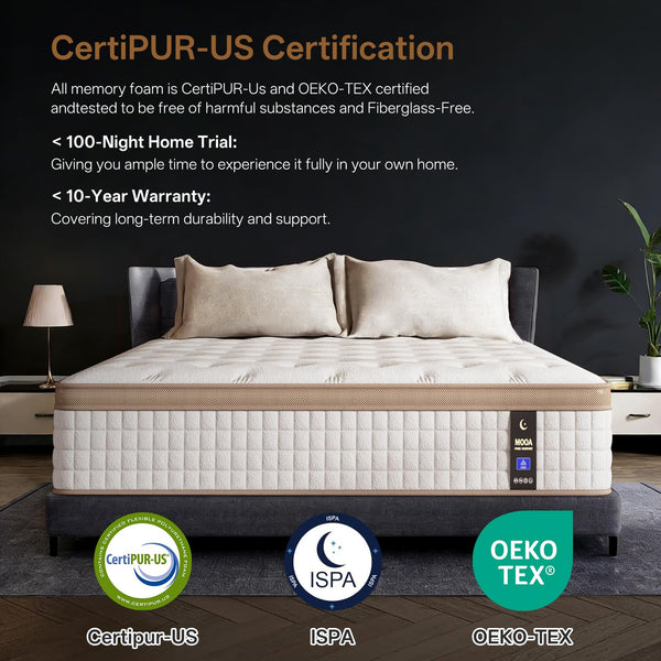 12 Inch Hybrid Mattress with Gel Memory Foam, Pocket Springs & Cooling Cover
