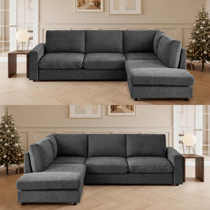 100" L-Shaped Chenille Sectional Sofa with Reversible Chaise