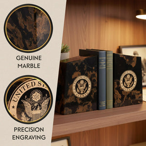 Tiger Eye Marble Military Bookends Set of 2