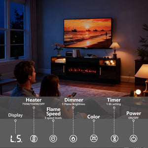 70-Inch Electric Fireplace TV Stand with LED Console