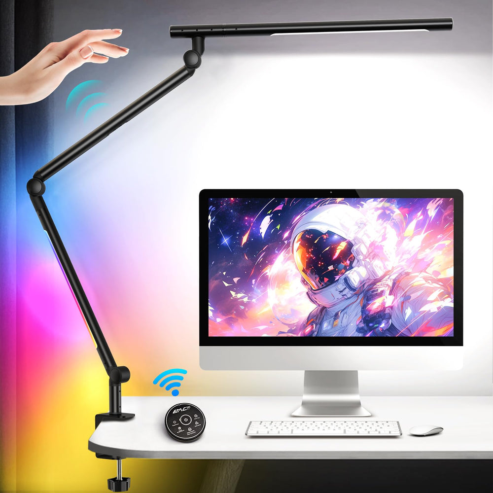 LED Desk Lamp with Clamp & RGB Ambient Light