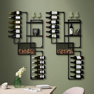 11-Bottle Wall-Mounted Wine Rack with Cork Catcher