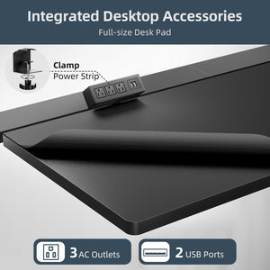 Electric Standing Desk 60x30 with Flip-Top Cable Management & Dual-Beam Frame