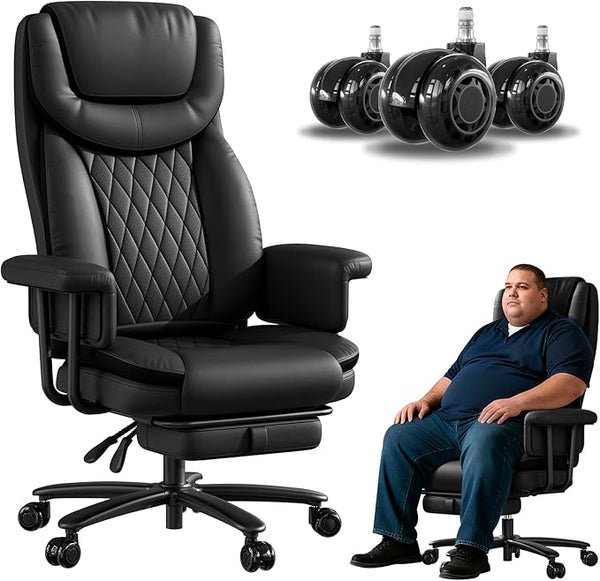 Executive Office Chair Big and Tall 500LBS Reclining with Footrest
