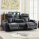 Power Recliner Sofa with Adjustable Headrest & LED Lights