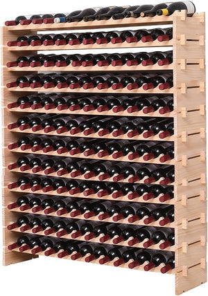 Pine Wood Freestanding Wine Rack