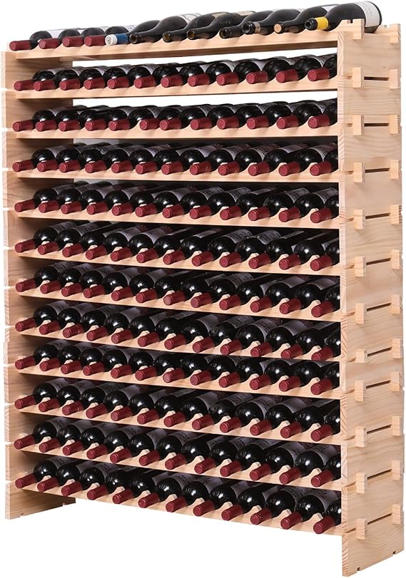 Pine Wood Freestanding Wine Rack