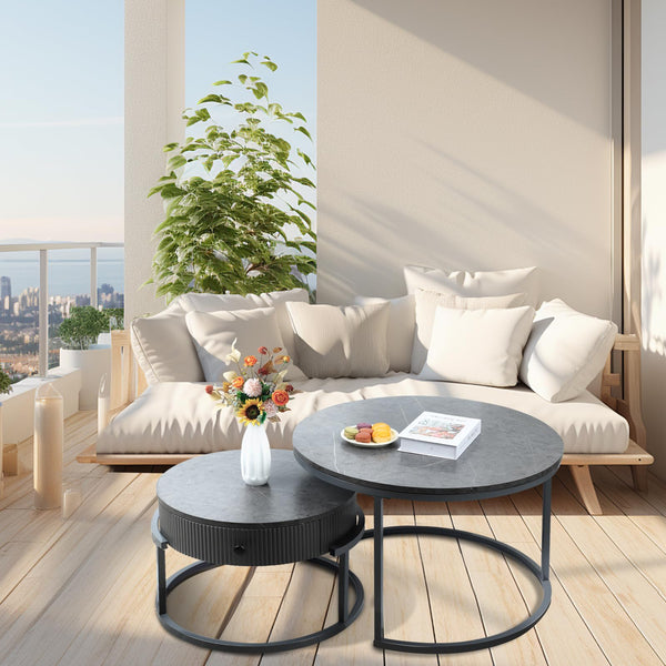 Round Nesting Coffee Table Set of 2