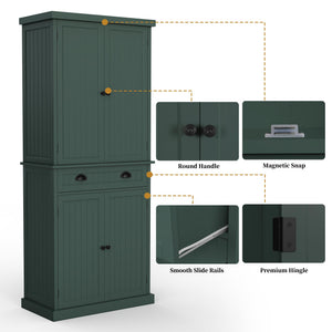 72" Tall Kitchen Pantry Cabinet with Drawer & Adjustable Shelves