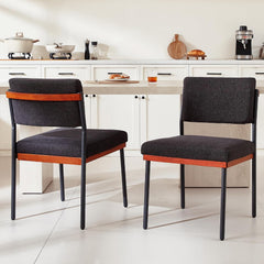 Upholstered Faux Leather Dining Chairs with Metal Legs