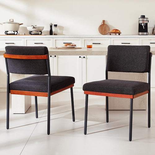 Upholstered Faux Leather Dining Chairs with Metal Legs